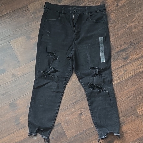 American Eagle Black Skinny Distressed Jeans - Picture 1 of 2